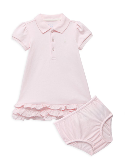 Shop Polo Ralph Lauren Baby Girl's 2-piece Cupcake Polo Dress & Bloomers Set In Pink