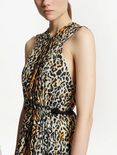 Shop Proenza Schouler Cheetah-print Midi Crepe Dress In Nude