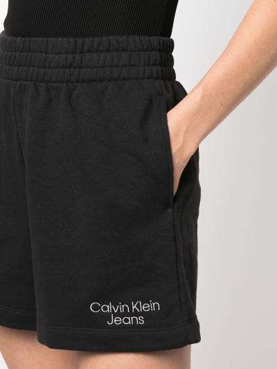 Shop Calvin Klein Jeans Est.1978 Logo Print Track Shorts In Black