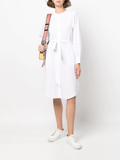 Shop Tommy Hilfiger Tied-waist Shirt Dress In White