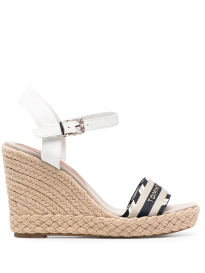 Tommy Hilfiger Webbing High-wedge Heel Sandals In White | ModeSens