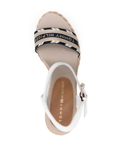 Shop Tommy Hilfiger Webbing High-wedge Heel Sandals In White