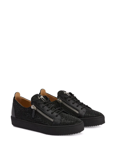Shop Giuseppe Zanotti Frankie Monogram Sneakers In Black