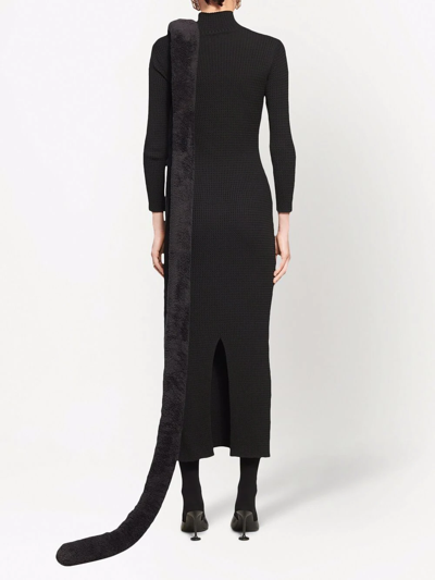 Shop Balenciaga Textured Mock-neck Dress In Black