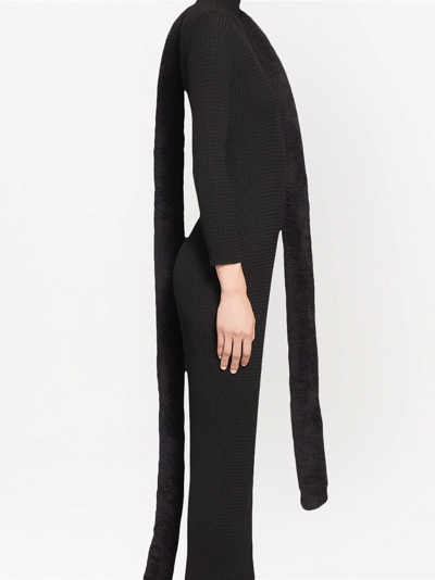 Shop Balenciaga Textured Mock-neck Dress In Black