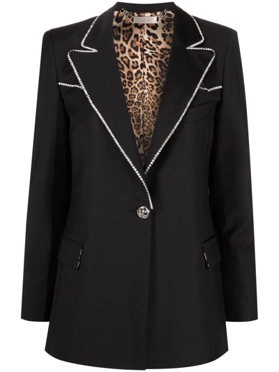 Shop Philipp Plein Crystal-embellished Single-breasted Blazer In Schwarz