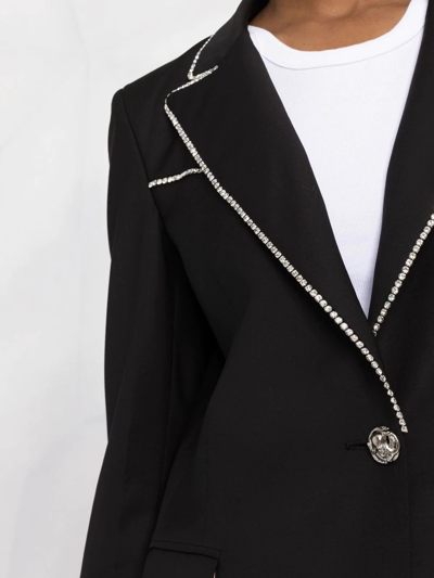 Shop Philipp Plein Crystal-embellished Single-breasted Blazer In Schwarz