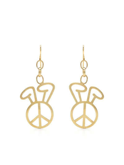 Shop Natasha Zinko Peace-detail Earrings In Gold