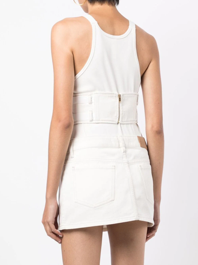 Shop Dion Lee Laced Denim Miniskirt In White