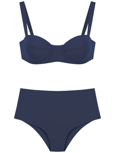 Shop Isolda Marinho High-waisted Bikini Set In Blue