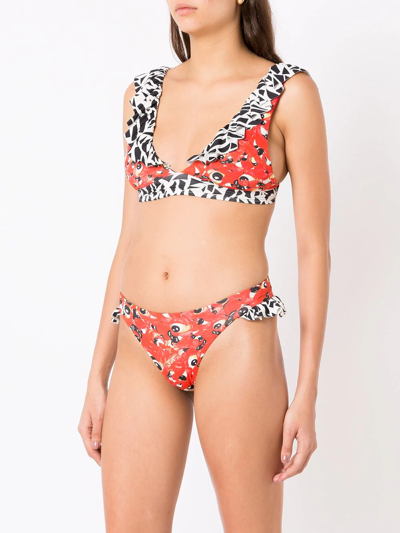 Isolda Guaraná Multi-print Bikini Set In Red