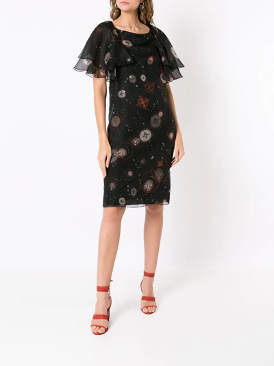Isolda Ruffle-sleeve Dress In Black