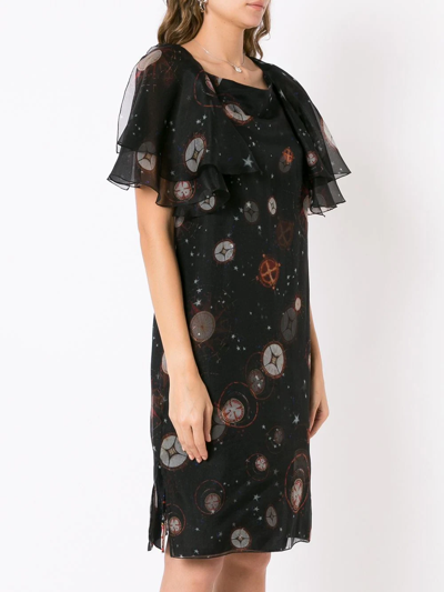 Isolda Ruffle-sleeve Dress In Black