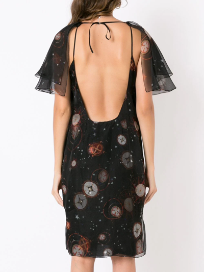 Isolda Ruffle-sleeve Dress In Black
