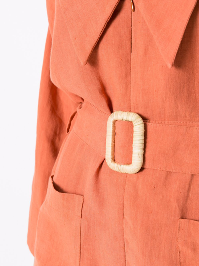 Shop Isolda Belted-waist V-neck Playsuit In Orange