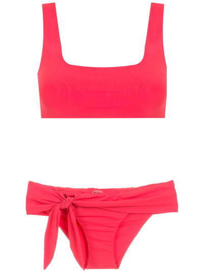 Shop Isolda Vermelho Side-tie Bikini Set In Red