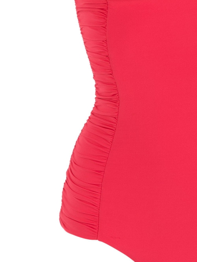 Shop Isolda Vermelho Ruched-detail Swimsuit In Red