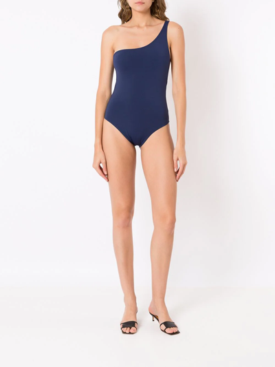 Isolda Vermelho One-shoulder Swimsuit In Blue