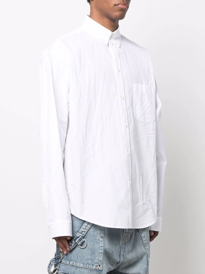 Shop Balenciaga Longsleeved Oversized Cotton Shirt In White