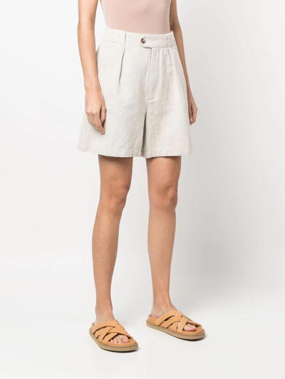 Shop Closed High-waisted Organic-cotton Shorts In Neutrals