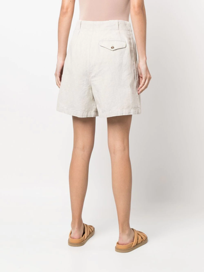 Shop Closed High-waisted Organic-cotton Shorts In Neutrals