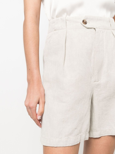 Shop Closed High-waisted Organic-cotton Shorts In Neutrals