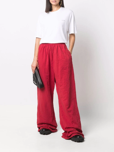 Shop Balenciaga Mid-rise Wide-leg Trousers In Red