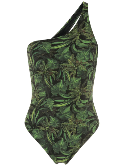 Shop Isolda Coqueiral One-shoulder Swimsuit In Green