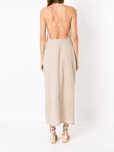 Shop Isolda Backless V-neck Dress In Neutrals