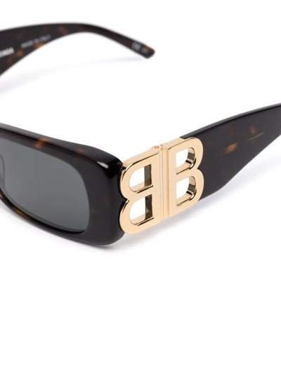 Shop Balenciaga Dynasty Rectangle-frame Sunglasses In Brown