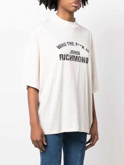 Shop John Richmond Logo-print Cotton T-shirt In Nude