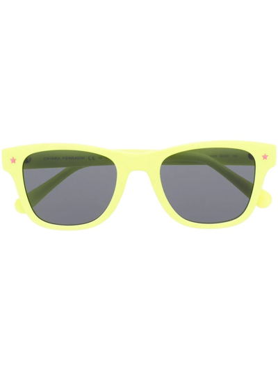 Shop Chiara Ferragni Logo-plaque Square-frame Sunglasses In Yellow