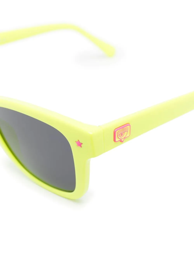 Shop Chiara Ferragni Logo-plaque Square-frame Sunglasses In Yellow