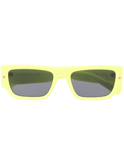 Shop Chiara Ferragni Boxy Eye Logo-plaque Sunglasses In Yellow