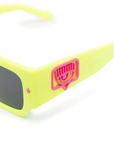Shop Chiara Ferragni Boxy Eye Logo-plaque Sunglasses In Yellow
