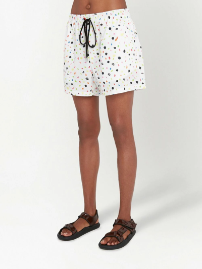 Christopher Kane Neon Dash-print Drawstring Shorts In White