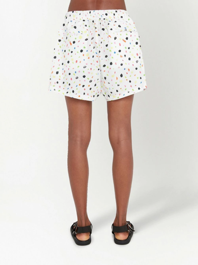 Shop Christopher Kane Neon Dash-print Drawstring Shorts In White
