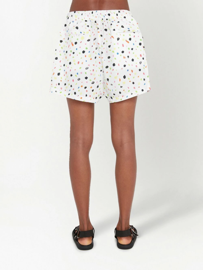 Christopher Kane Neon Dash-print Drawstring Shorts In White