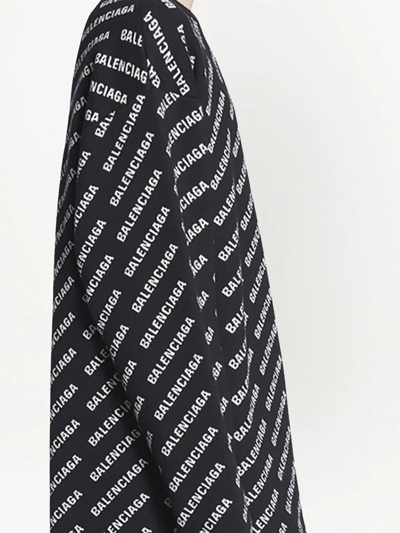 Shop Balenciaga Intarsia-logo Crew-neck Jumper In Black