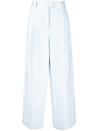 Shop Dorothee Schumacher Wide-leg High-waisted Trousers In Blue