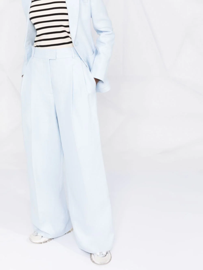 Shop Dorothee Schumacher Wide-leg High-waisted Trousers In Blue