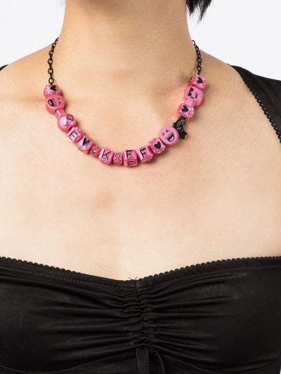 Shop Natasha Zinko Bead-detail Necklace In Pink