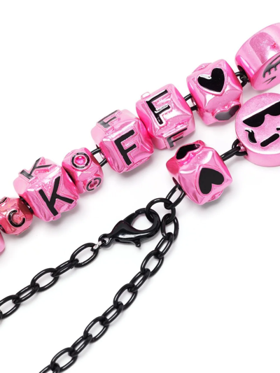 Shop Natasha Zinko Bead-detail Necklace In Pink