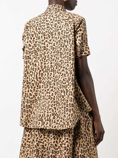 Shop Adam Lippes Leopard-print Trapeze Shirt In Brown