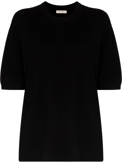 Shop St Agni Cashmere Knitted Top In Schwarz