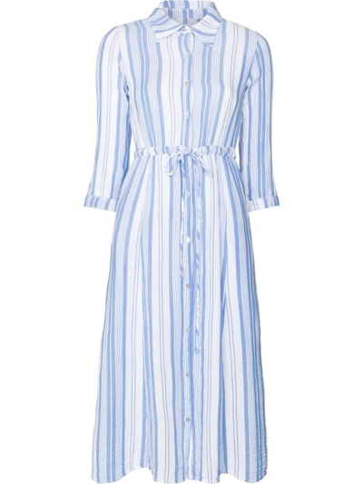 Shop Honorine Striped Cotton Shirt Dress In Blau