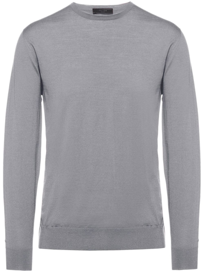 Shop Prada Round-neck Long-sleeve Jumper In Grey