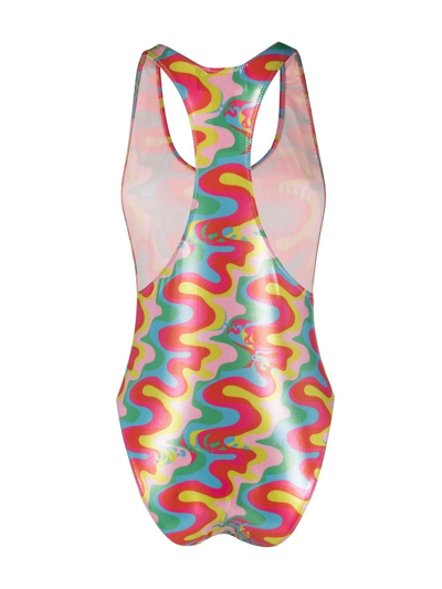 Shop Chiara Ferragni Swirl-print Design Swim Suit In Rot