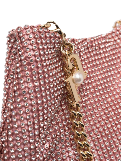 Shop Rosantica Crystal-embellished Chain-strap Tote In Pink