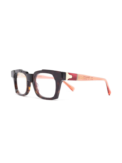 Shop Kuboraum Colour-block Square Glasses In Black